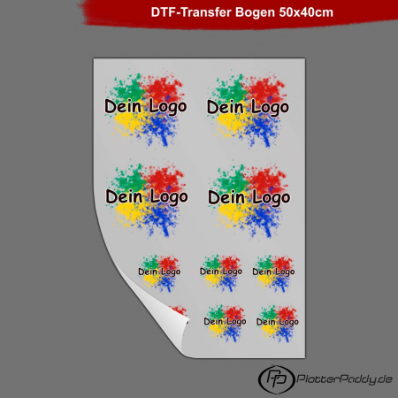 DTF-Transferfolie 40cm x 50cm (bedruckbarer Bereich 39xcm x 49cm)